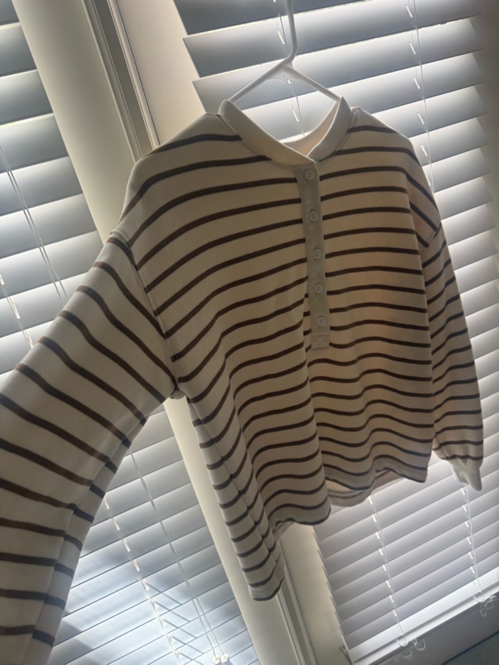 Rails Cream & Brown Striped Henley Top - Picture 6 of 6